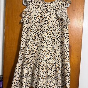 Cream Ruffled Sleeveless Sundress with Flutter Sleeves